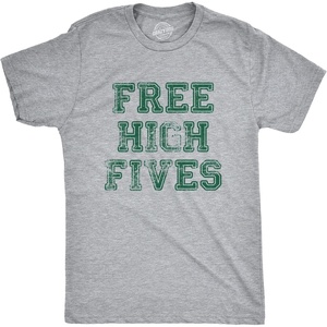 Mens Sarcastic Humor T Shirts Funny Graphic Novelty Tees for Guys(Light Heather Grey – High Fives)