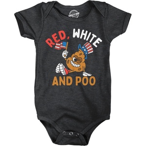 Red White And Poo Baby Bodysuit Funny Fourth Of July Jumper For Infants