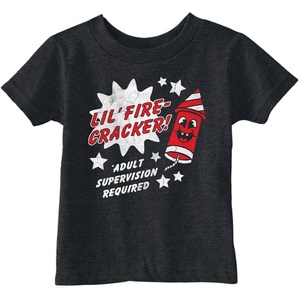 Toddler Funny T Shirts Lil Fire Cracker Sarcastic Fourth of July Graphic Novelty Tee for Young Kids