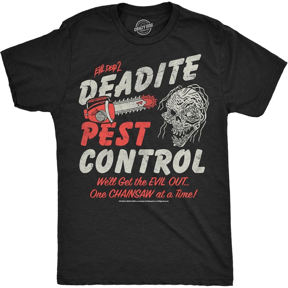image:imageMens Evil Dead 2 T Shirts Funny Horror Movie Tees for GuysHeather Black Deadite Pest
