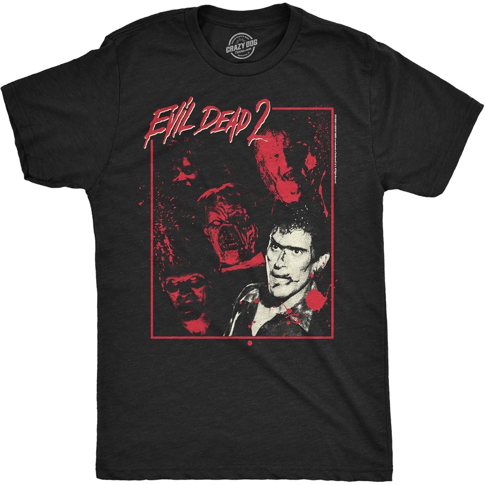 image:imageMens Evil Dead 2 T Shirts Funny Horror Movie Tees for GuysHeather Black Evil Dead 2 Multishot
