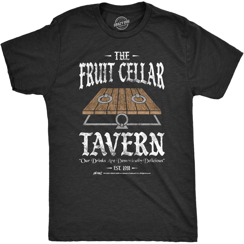 image:imageMens Evil Dead 2 T Shirts Funny Horror Movie Tees for GuysHeather Black Fruit Cellar Tavern