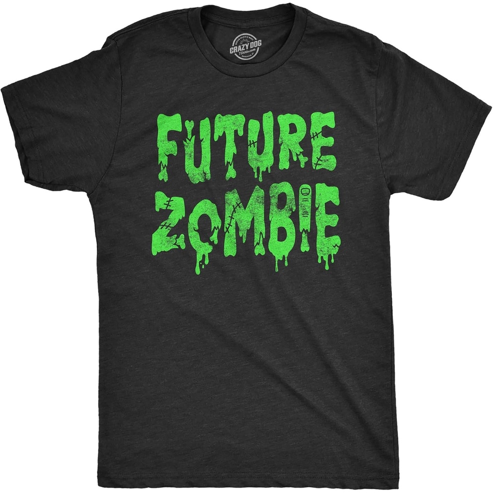 image:imageMens Future Zombie T Shirt Funny Spooky Slimey Undead Zombies Tee for GuysHeather Black  Zombie