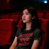 Womens Horror Movie Whore T Shirt Funny Sarcastic Scary Movie Graphic Halloween Top(Heather Black)