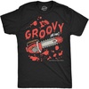 Mens Evil Dead 2 T Shirts Funny Horror Movie Tees for Guys(Heather Black – Groovy Chainsaw)