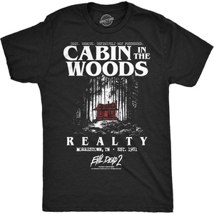 Mens Evil Dead 2 T Shirts Funny Horror Movie Tees for Guys(Heather Black – Cabin Woods Realty)