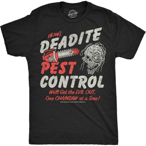Mens Evil Dead 2 T Shirts Funny Horror Movie Tees for Guys(Heather Black – Deadite Pest)