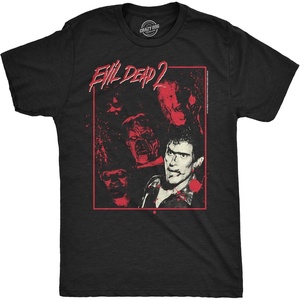 Mens Evil Dead 2 T Shirts Funny Horror Movie Tees for Guys(Heather Black – Evil Dead 2 Multishot)
