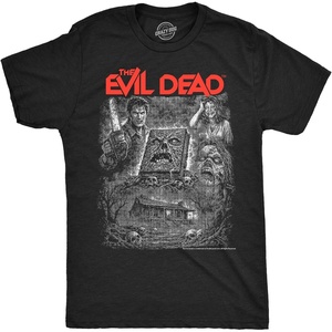 Mens Evil Dead 2 T Shirts Funny Horror Movie Tees for Guys(Heather Black – Evil Dead Collage)