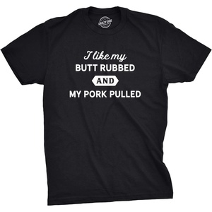 Mens I Like My Butt Rubbed and My Pork Pulled T Shirt Funny BBQ Tee(Heather Black – Pork Pulled)