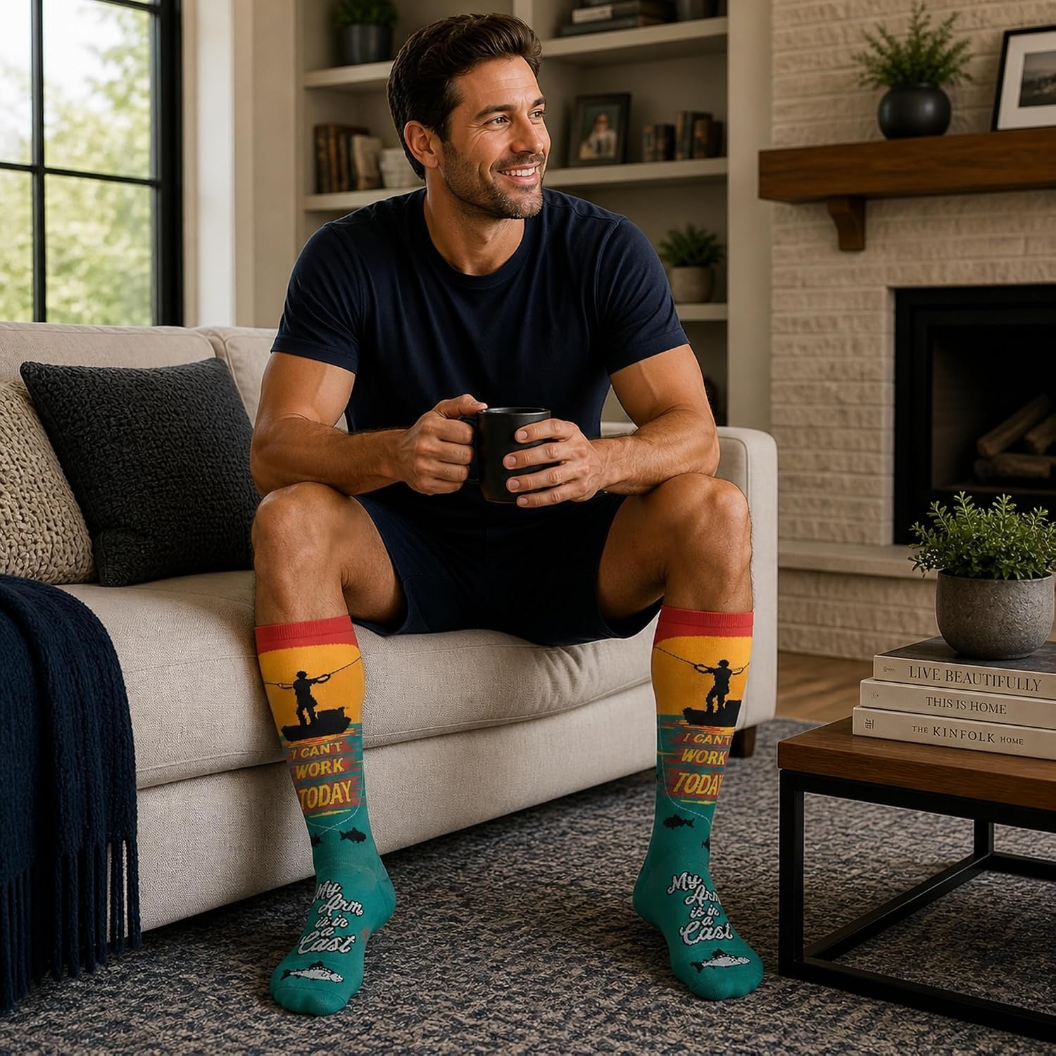image:imageFunny Compression Socks for Dad Hilarious Fathers Day High Socks for Men Dad Joke Cool Golf Sarcastic Stretchy and SoftArm is in a Cast