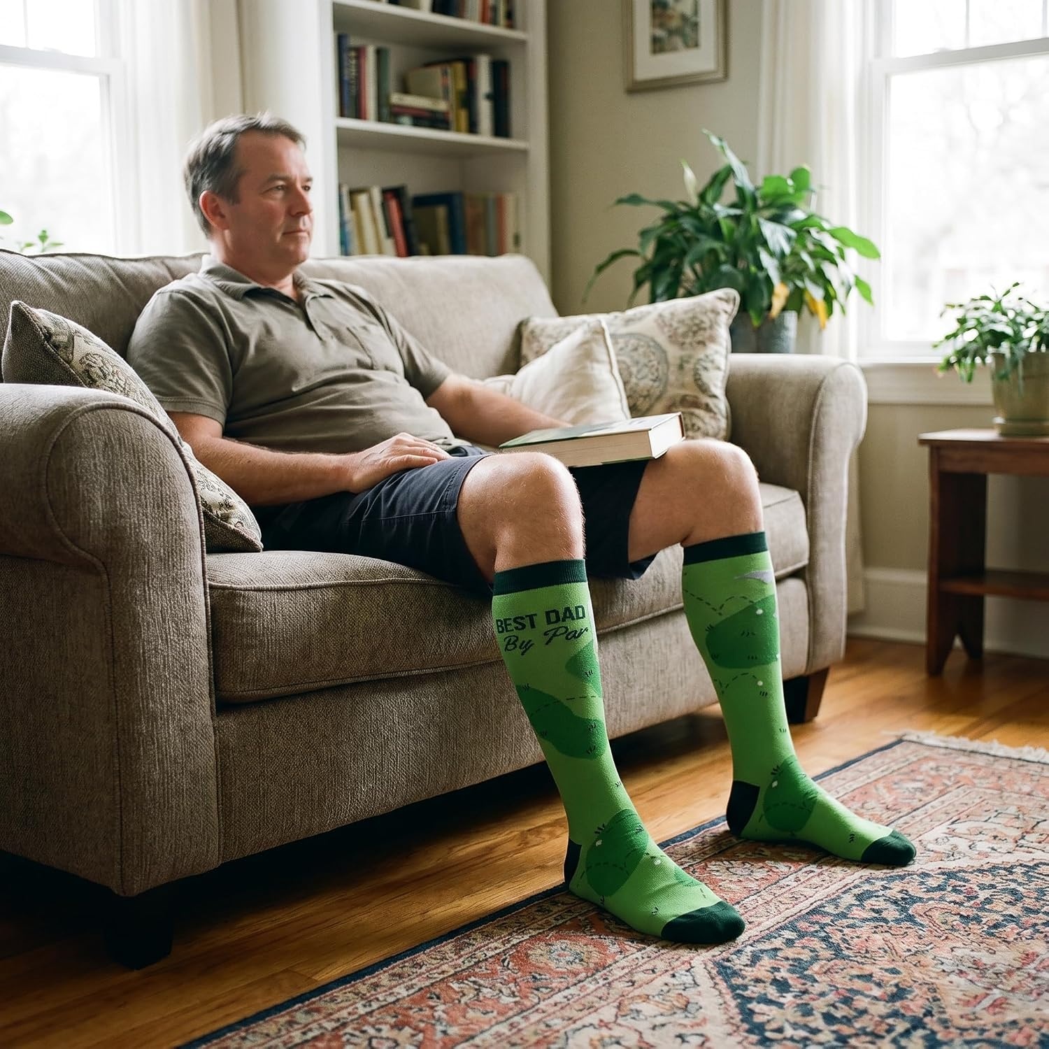 image:imageFunny Compression Socks for Dad Hilarious Fathers Day High Socks for Men Dad Joke Cool Golf Sarcastic Stretchy and SoftBest Dad By Par