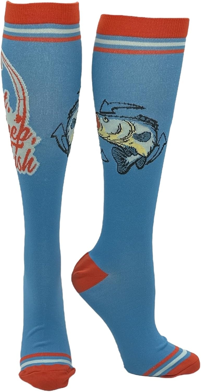 image:imageFunny Compression Socks for Dad Hilarious Fathers Day High Socks for Men Dad Joke Cool Golf Sarcastic Stretchy and SoftEat Sleep Fish