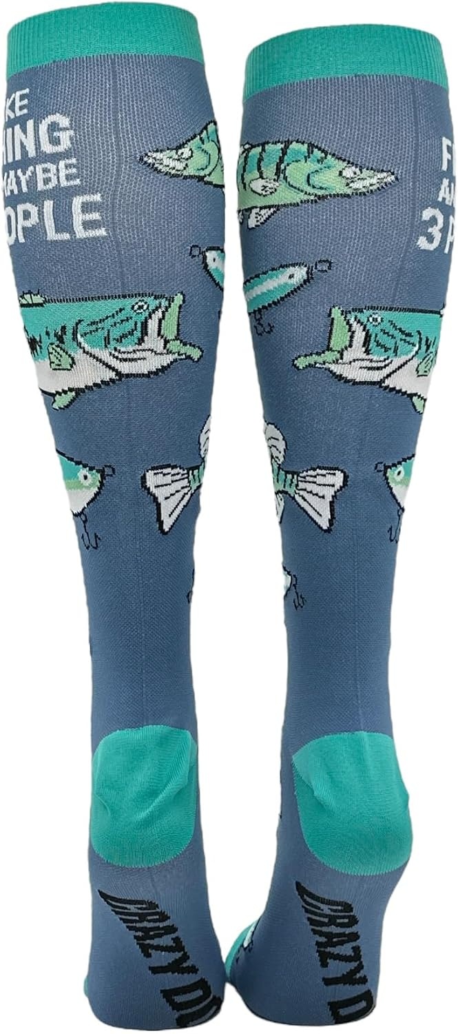 image:imageFunny Compression Socks for Dad Hilarious Fathers Day High Socks for Men Dad Joke Cool Golf Sarcastic Stretchy and SoftFishing and Maybe 3 People