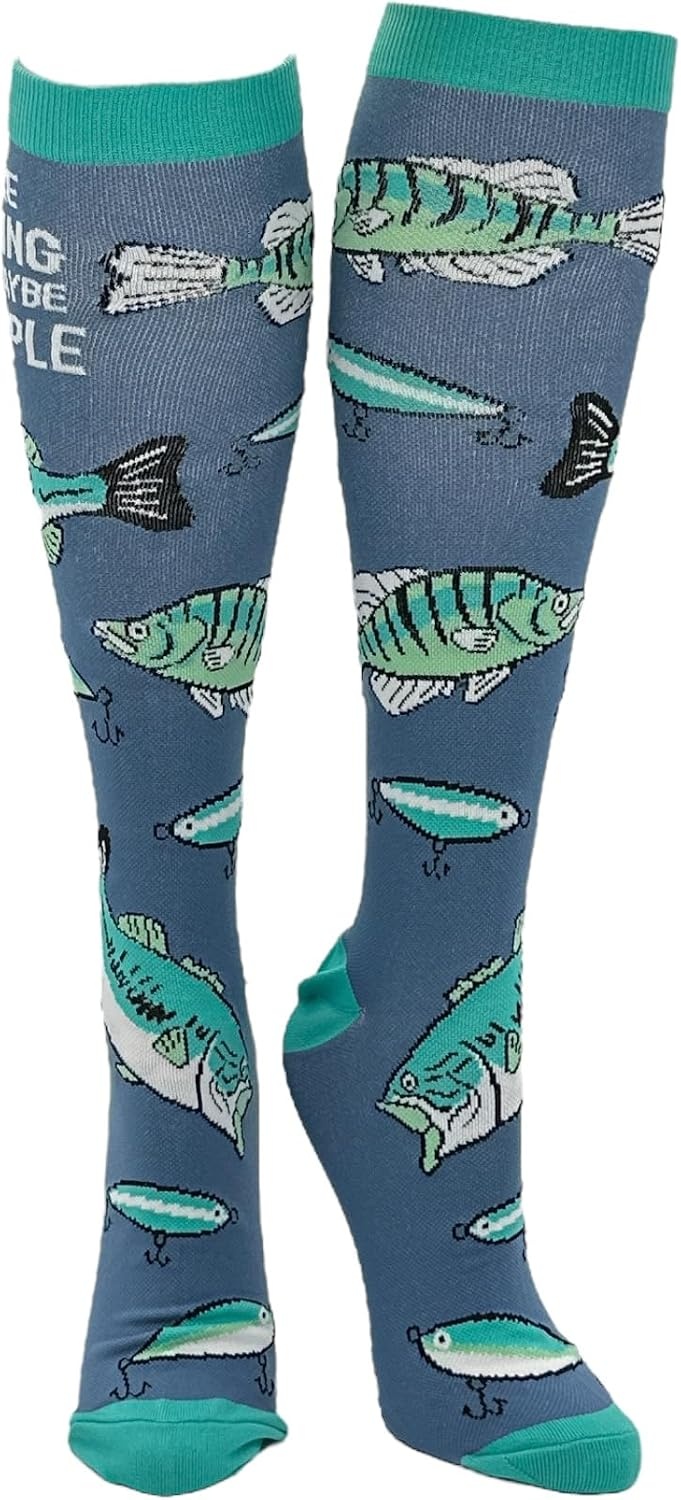 image:imageFunny Compression Socks for Dad Hilarious Fathers Day High Socks for Men Dad Joke Cool Golf Sarcastic Stretchy and SoftFishing and Maybe 3 People