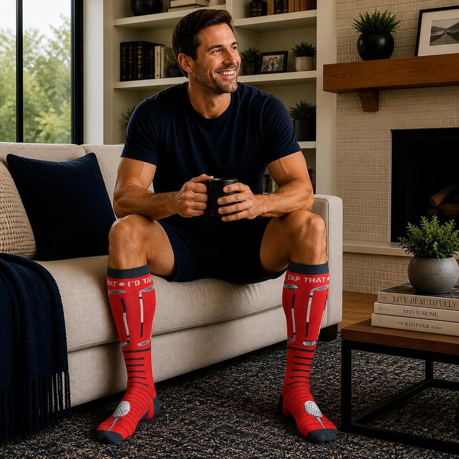 image:imageFunny Compression Socks for Dad Hilarious Fathers Day High Socks for Men Dad Joke Cool Golf Sarcastic Stretchy and SoftId Tap That
