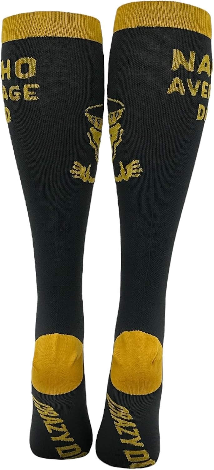 image:imageFunny Compression Socks for Dad Hilarious Fathers Day High Socks for Men Dad Joke Cool Golf Sarcastic Stretchy and SoftNacho Average Dad