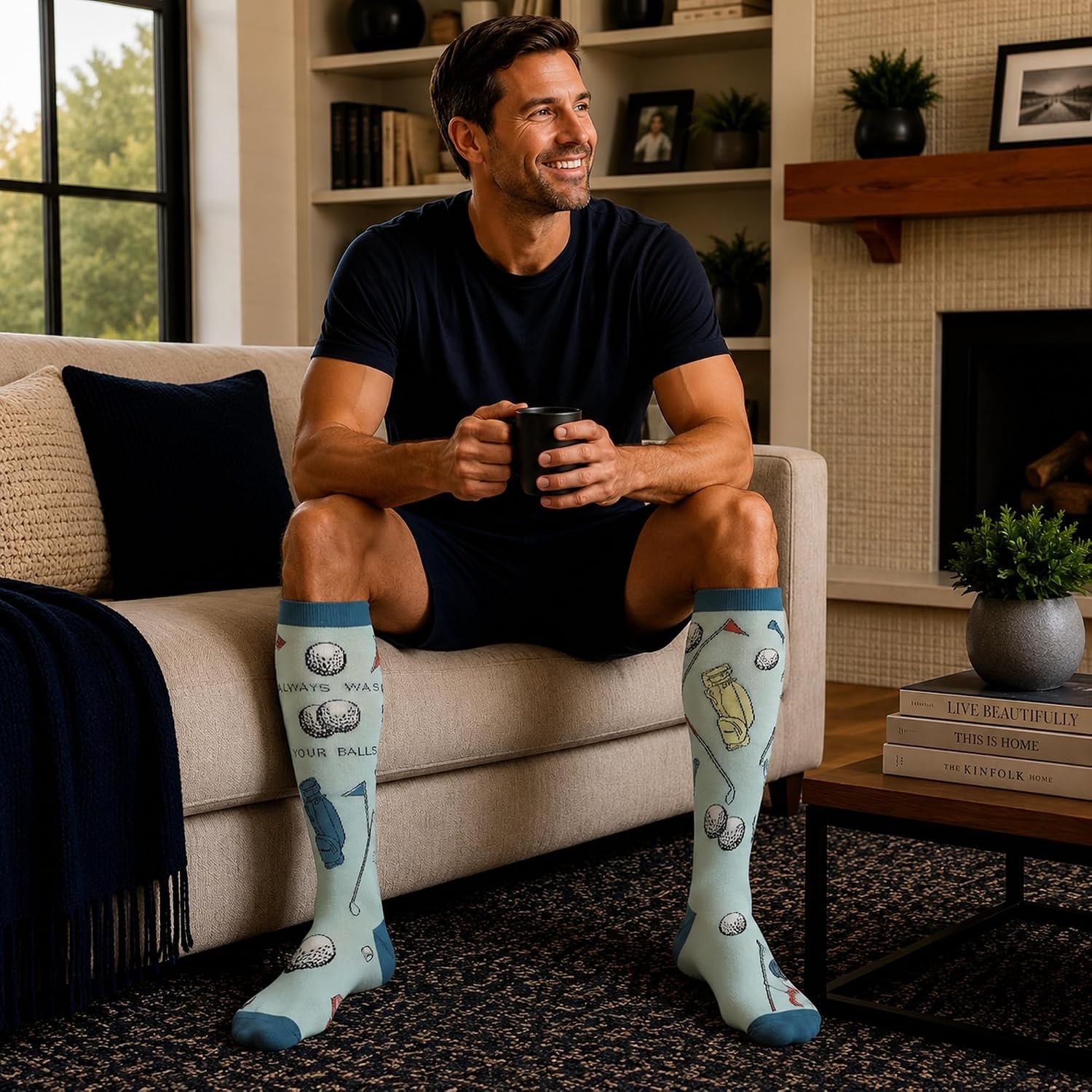 image:imageFunny Compression Socks for Dad Hilarious Fathers Day High Socks for Men Dad Joke Cool Golf Sarcastic Stretchy and SoftWash Your Balls