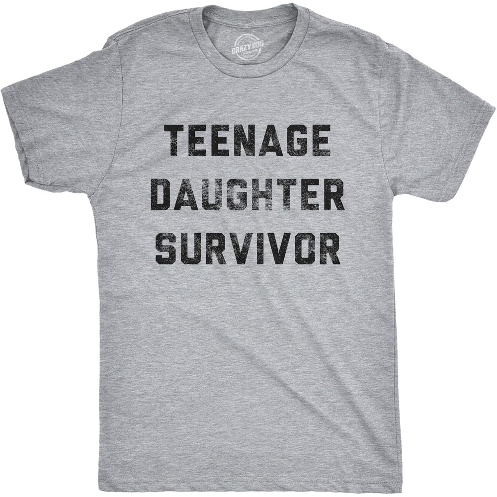 image:imageCool Dad Shirts Funny Fathers Day Sarcastic Tees for Rad Fathers Funny T Shirts Dad Joke Apparel for Men Cool Sarcastic Short Sleeve Soft Cotton Blend Novelty Tees for GuysLight Heather Grey Teenage Daughter Survivor
