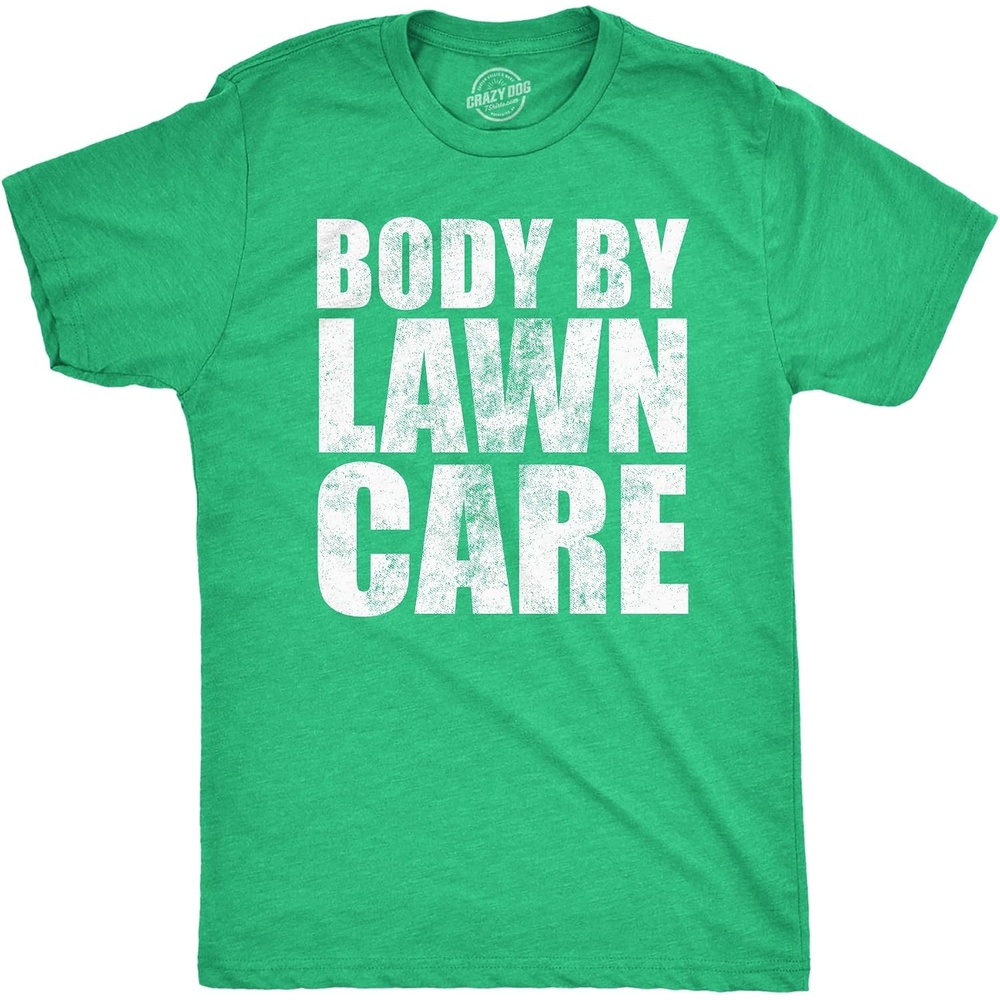 image:imageCool Dad Shirts Funny Fathers Day Sarcastic Tees for Rad Fathers Funny T Shirts Dad Joke Apparel for Men Cool Sarcastic Short Sleeve Soft Cotton Blend Novelty Tees for GuysHeather Green Body By Lawn Care