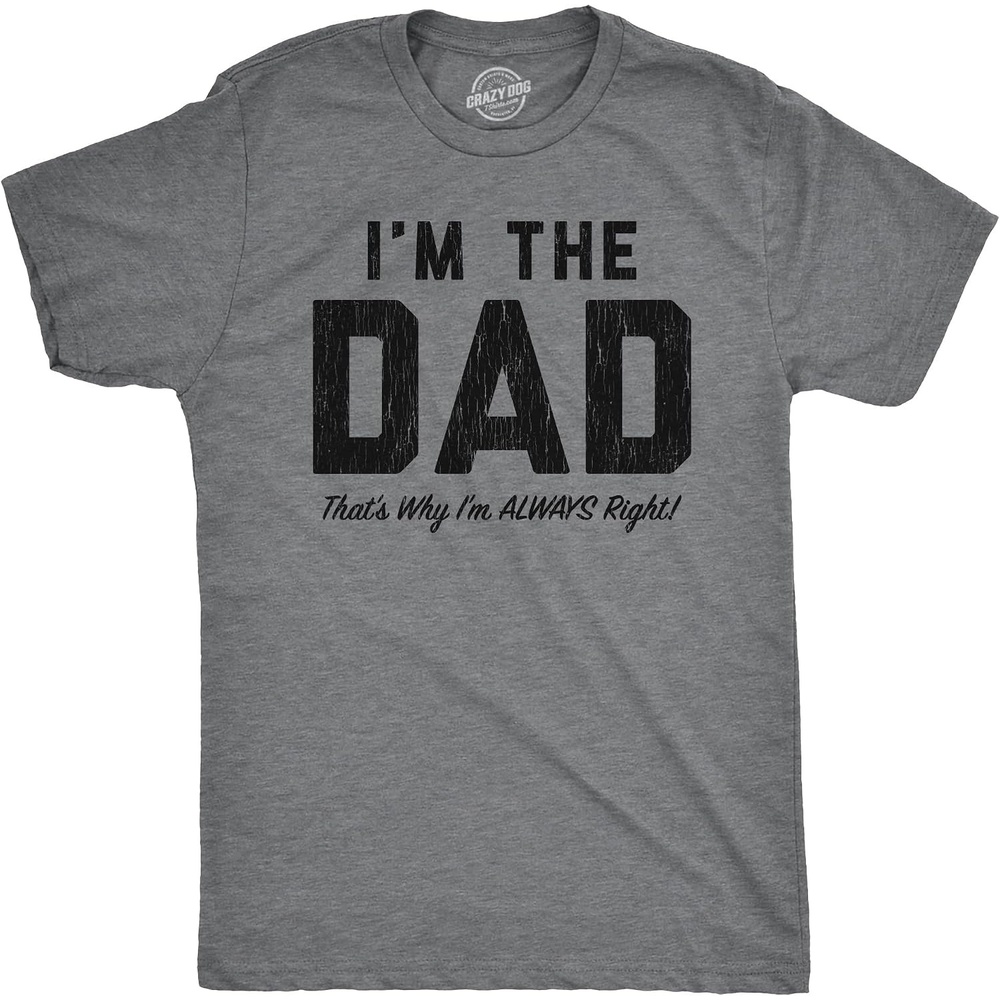 image:imageCool Dad Shirts Funny Fathers Day Sarcastic Tees for Rad Fathers Funny T Shirts Dad Joke Apparel for Men Cool Sarcastic Short Sleeve Soft Cotton Blend Novelty Tees for GuysDark Heather Grey Dad Always Right