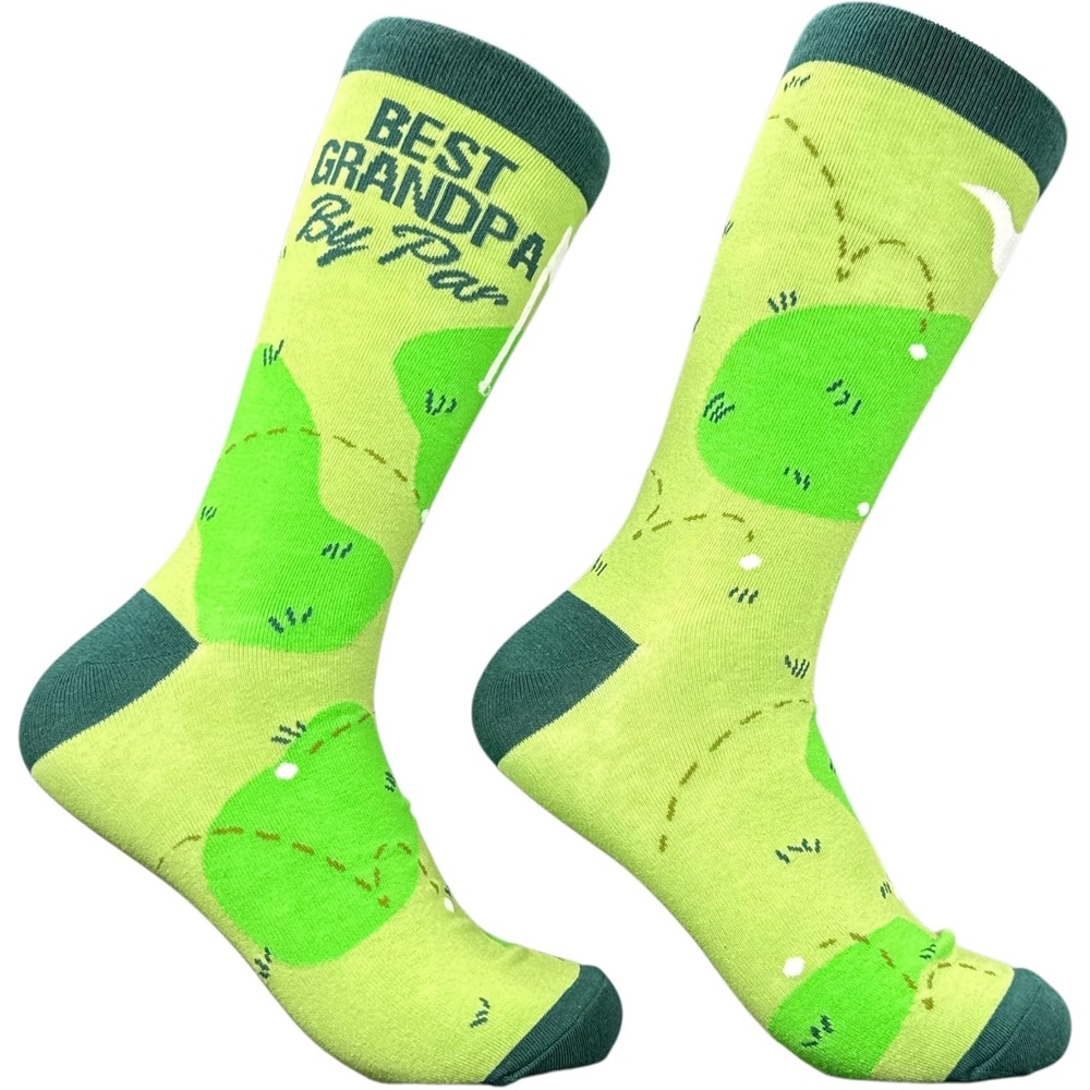 image:imageCrazy Dog TShirts Funny Golf Socks for Men Best Grandpa By Par Graphic Crew Socks Soft Cotton Blend Novelty Footwear for Golf Lovers Grandpa Casual Wear