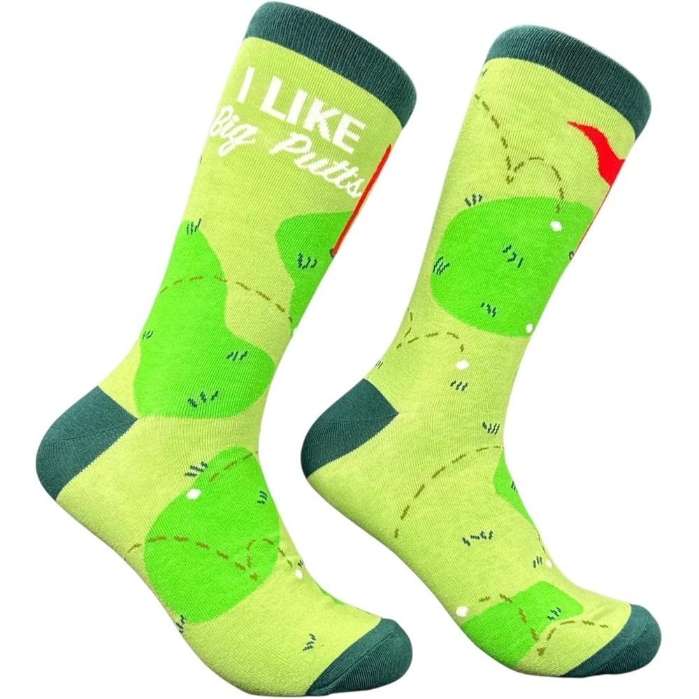 image:imageCrazy Dog TShirts Funny Socks for Men I Like Big Putts and I Cannot Lie Golf Graphic Soft Cotton Blend Crew Socks Novelty Footwear for Casual Wear and Everyday Comfort