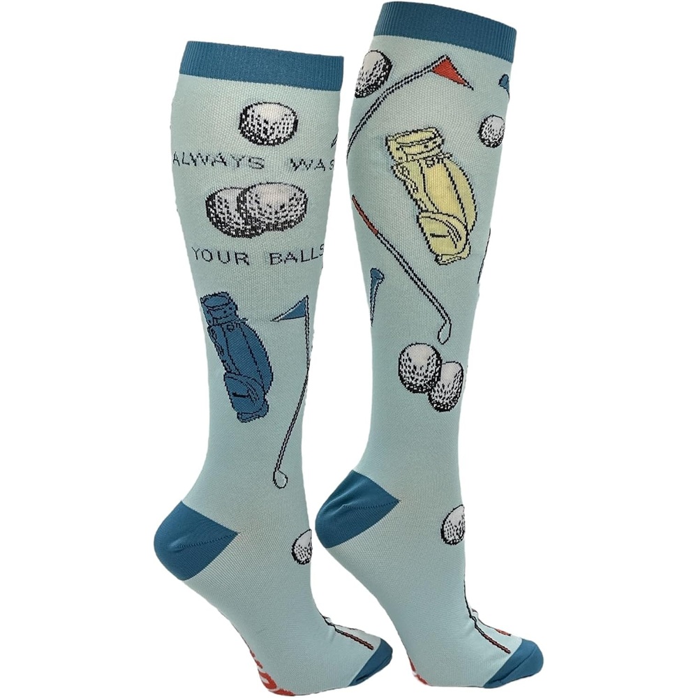image:imageFunny Compression Socks for Dad Hilarious Fathers Day High Socks for Men Dad Joke Cool Golf Sarcastic Stretchy and SoftWash Your Balls