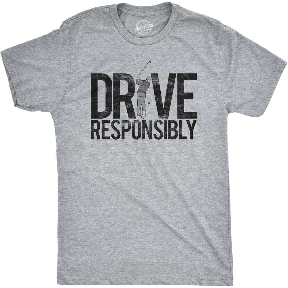 image:imageMens Drive Responsibly T Shirt Funny Golf Fathers Day Tee Funny T Shirts Graphic Apparel for Men Cool Golf Short Sleeve Drinking Soft Cotton Blend Novelty Tees for GuysLight Grey