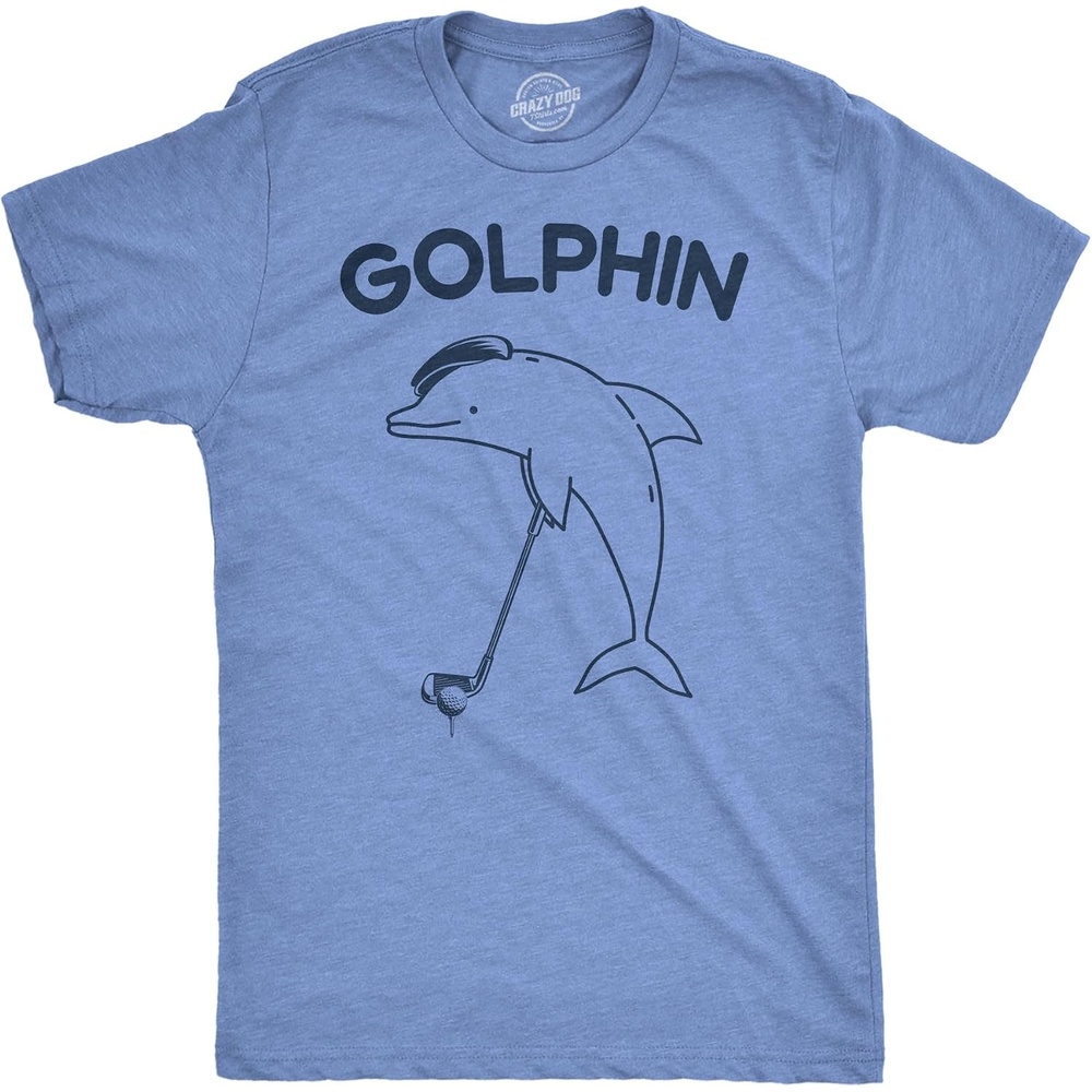 image:imageMens Funny T Shirts Golphin Sarcastic Golfing Dolphin Graphic Novelty Tee for Men