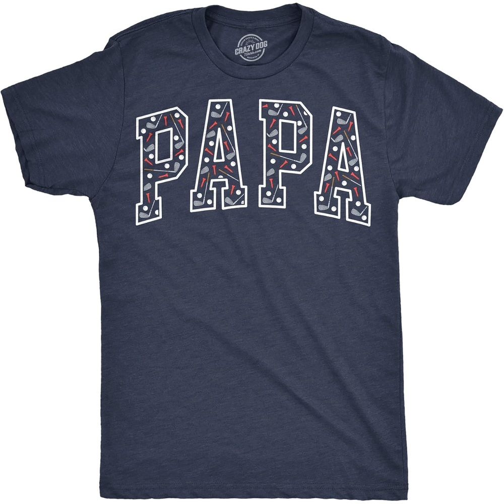 image:imageMens Funny T Shirts Papa Text Pattern Sarcastic Fathers Day Tee for MenHeather Navy Papa Golf Pattern