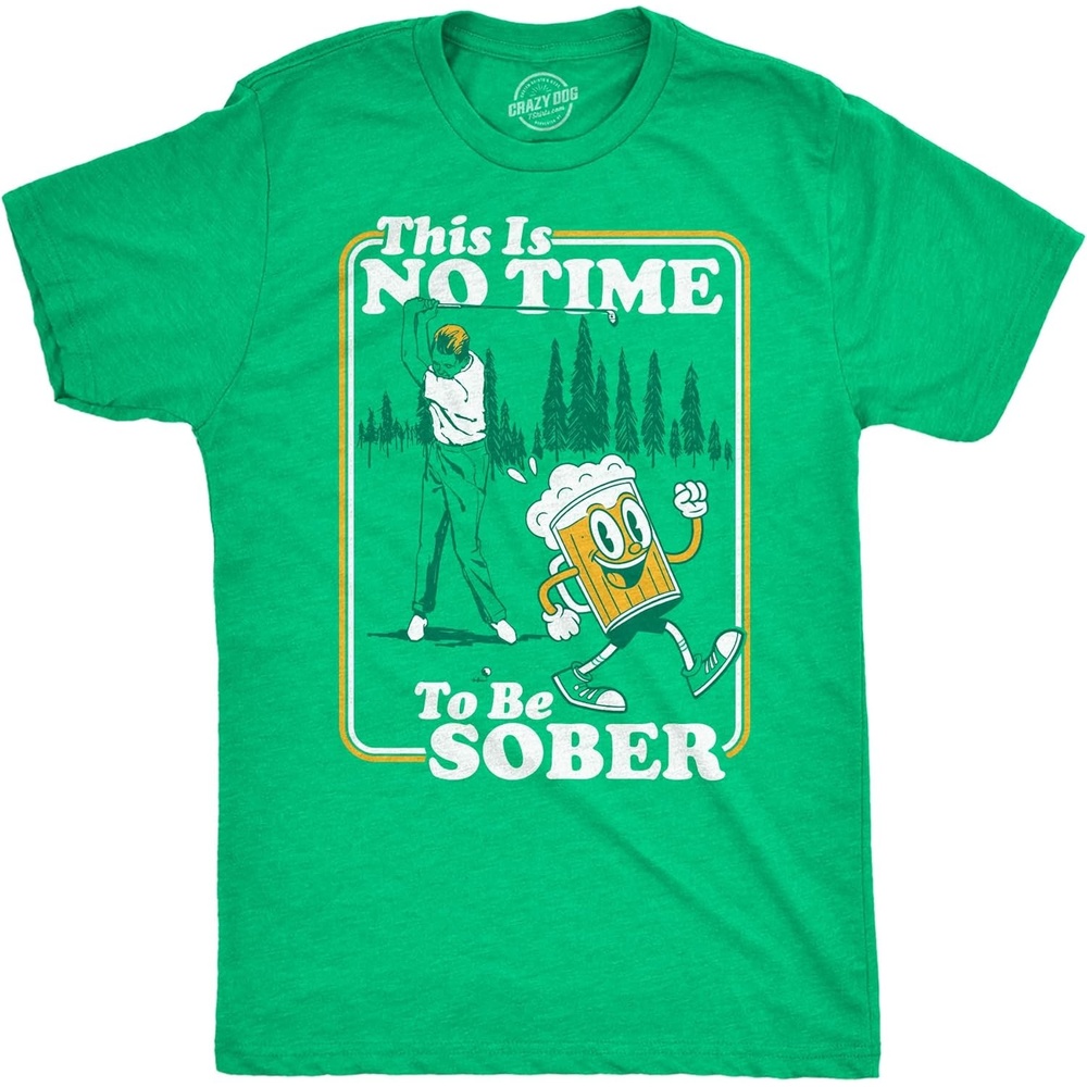 image:imageMens Funny T Shirts This is No Time to Be Sober Sarcastic Golfing Tee for Men