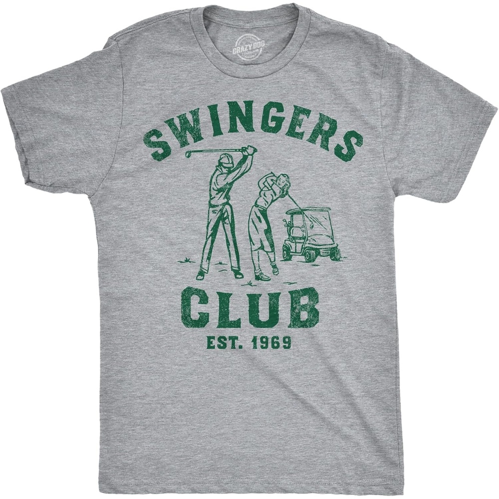 image:imageMens Swingers Club Funny T Shirts Sarcastic Golfing Graphic Tee for Men Funny T Shirts Graphic Apparel for Men Cool Golf Short Sleeve Sarcastic Soft Cotton Blend Novelty Tees for GuysLight Grey