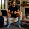Funny Compression Socks for Dad Hilarious Fathers Day High Socks for Men | Dad Joke , Cool Golf, Sarcastic, Stretchy and Soft(Eat Sleep Fish)