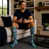 Funny Compression Socks for Dad Hilarious Fathers Day High Socks for Men | Dad Joke , Cool Golf, Sarcastic, Stretchy and Soft(Fishing and Maybe 3 People)