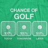 Mens 100% Chance of Golf T Shirt Summer Sports Hole in One Novelty Tee | Funny T Shirts, Graphic Apparel for Men, Cool Golf Short Sleeve, Soft Cotton Blend, Novelty Tees for Guys(Green)