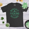 Mens Magically Fucking Delicious T Shirt Funny St Patty Tee | Funny T Shirts, Saint Patrick’s Day Apparel for Men, Cool Short Sleeve, Soft Cotton Blend, Novelty Tees for Guys(Heather Black)
