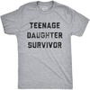 Cool Dad Shirts Funny Father’s Day Sarcastic Tees for Rad Fathers | Funny T Shirts, Dad Joke Apparel for Men, Cool Sarcastic Short Sleeve, Soft Cotton Blend, Novelty Tees for Guys(Light Heather Grey – Teenage Daughter Survivor)