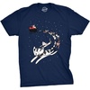 Mens Cat Sleigh T Shirt Funny Santa Christmas Holiday Tee for Animal Lover(Navy)