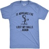 Mens It Appears I’ve Lost My Balls Again T Shirt Funny Golf Stick Figure Graphic Novelty Tee(Light Heather Blue)