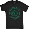 Mens Magically Fucking Delicious T Shirt Funny St Patty Tee | Funny T Shirts, Saint Patrick’s Day Apparel for Men, Cool Short Sleeve, Soft Cotton Blend, Novelty Tees for Guys(Heather Black)