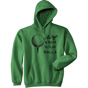 Always Wash Your Balls Golfing Hoodie Funny Golfer Graphic Novelty Sweatshirt(Green)