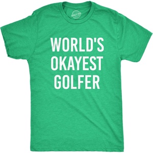 Cool Dad Shirts Funny Father’s Day Sarcastic Tees for Rad Fathers | Funny T Shirts, Dad Joke Apparel for Men, Cool Sarcastic Short Sleeve, Soft Cotton Blend, Novelty Tees for Guys(Heather Green – Okayest Golfer)
