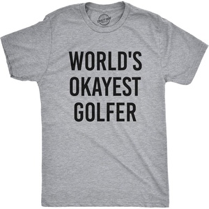 Cool Dad Shirts Funny Father’s Day Sarcastic Tees for Rad Fathers | Funny T Shirts, Dad Joke Apparel for Men, Cool Sarcastic Short Sleeve, Soft Cotton Blend, Novelty Tees for Guys(Light Heather Grey – Okayest Golfer)