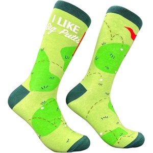 Crazy Dog T-Shirts Funny Socks for Men – I Like Big Putts and I Cannot Lie Golf Graphic – Soft Cotton Blend Crew Socks – Novelty Footwear for Casual Wear and Everyday Comfort