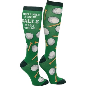 Funny Compression Socks for Dad Hilarious Fathers Day High Socks for Men | Dad Joke , Cool Golf, Sarcastic, Stretchy and Soft(Lot of Balls Golf)