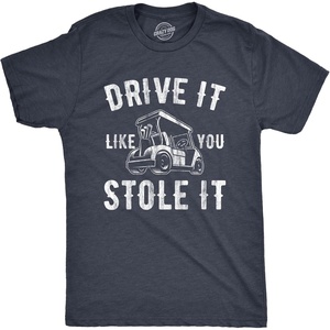 Funny Mens Golfing T Shirts Graphic Golf tees for Dads | Best Dad By Par, Wash your Balls, Ride or Die, How I Roll,, Funny T Shirts, Dad Joke Apparel for Men, Cool Golf Short Sleeve,(Heather Navy – Stole It)