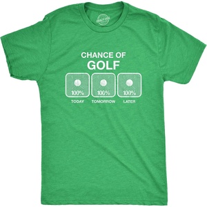 Mens 100% Chance of Golf T Shirt Summer Sports Hole in One Novelty Tee | Funny T Shirts, Graphic Apparel for Men, Cool Golf Short Sleeve, Soft Cotton Blend, Novelty Tees for Guys(Green)