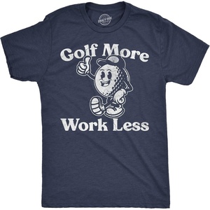 Mens Funny T Shirts Golf More Work Less Sarcastic Golfing Graphic Novelty Tee for Men