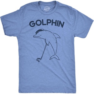 Mens Funny T Shirts Golphin Sarcastic Golfing Dolphin Graphic Novelty Tee for Men